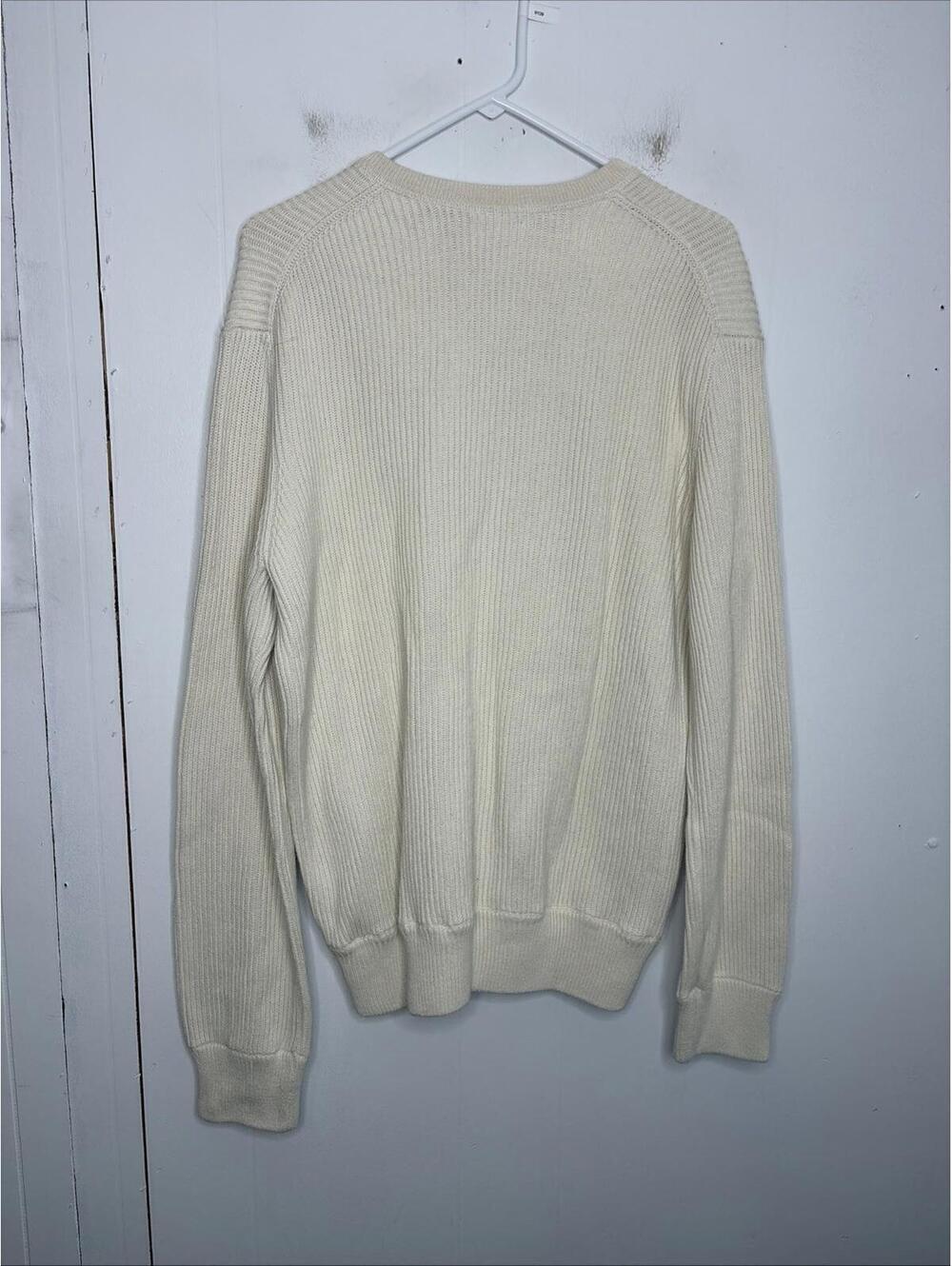 Vince Sweater Mens Extra Large Pullover Cream Heavyweight Cotton Neutral - Picture 2 of 7